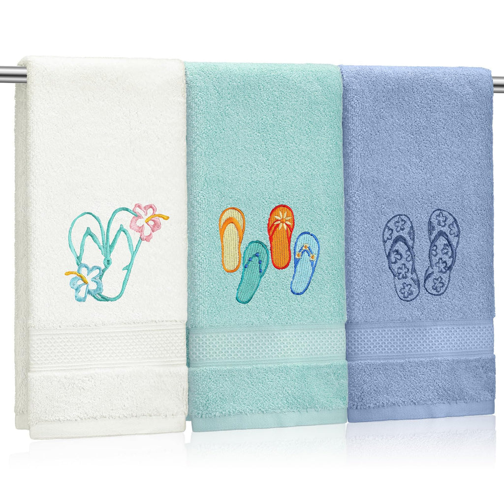 Hahafelt 3 Pack Boho Leaves Hand Towels for Bathroom, 100% Cotton