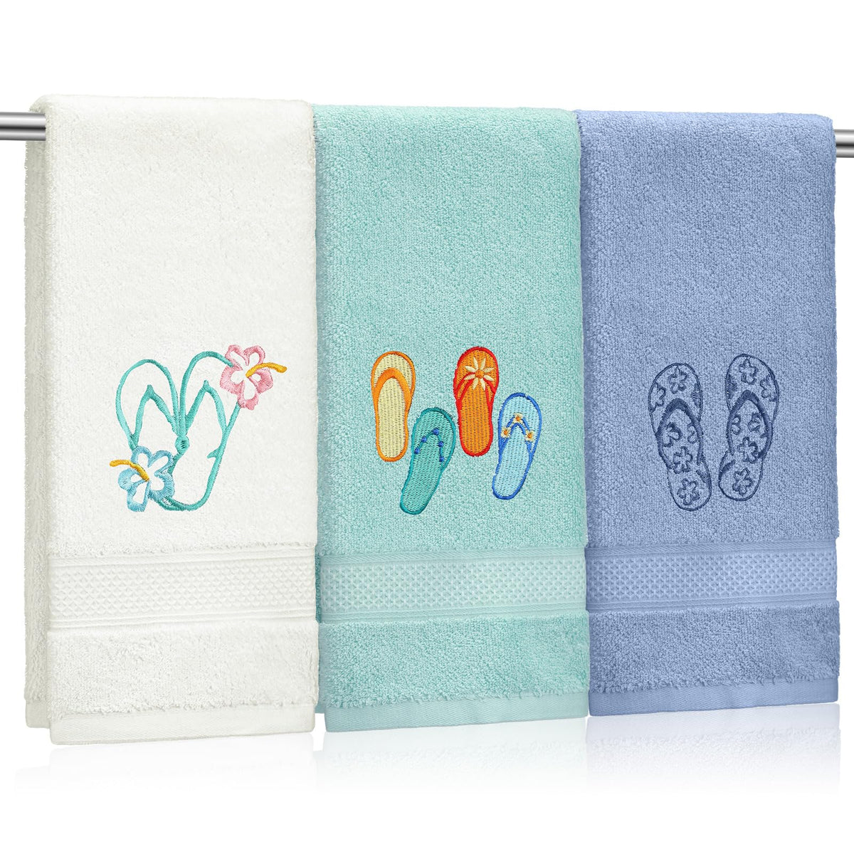 Hahafelt 3 Pack Boho Leaves Hand Towels for Bathroom, 100% Cotton