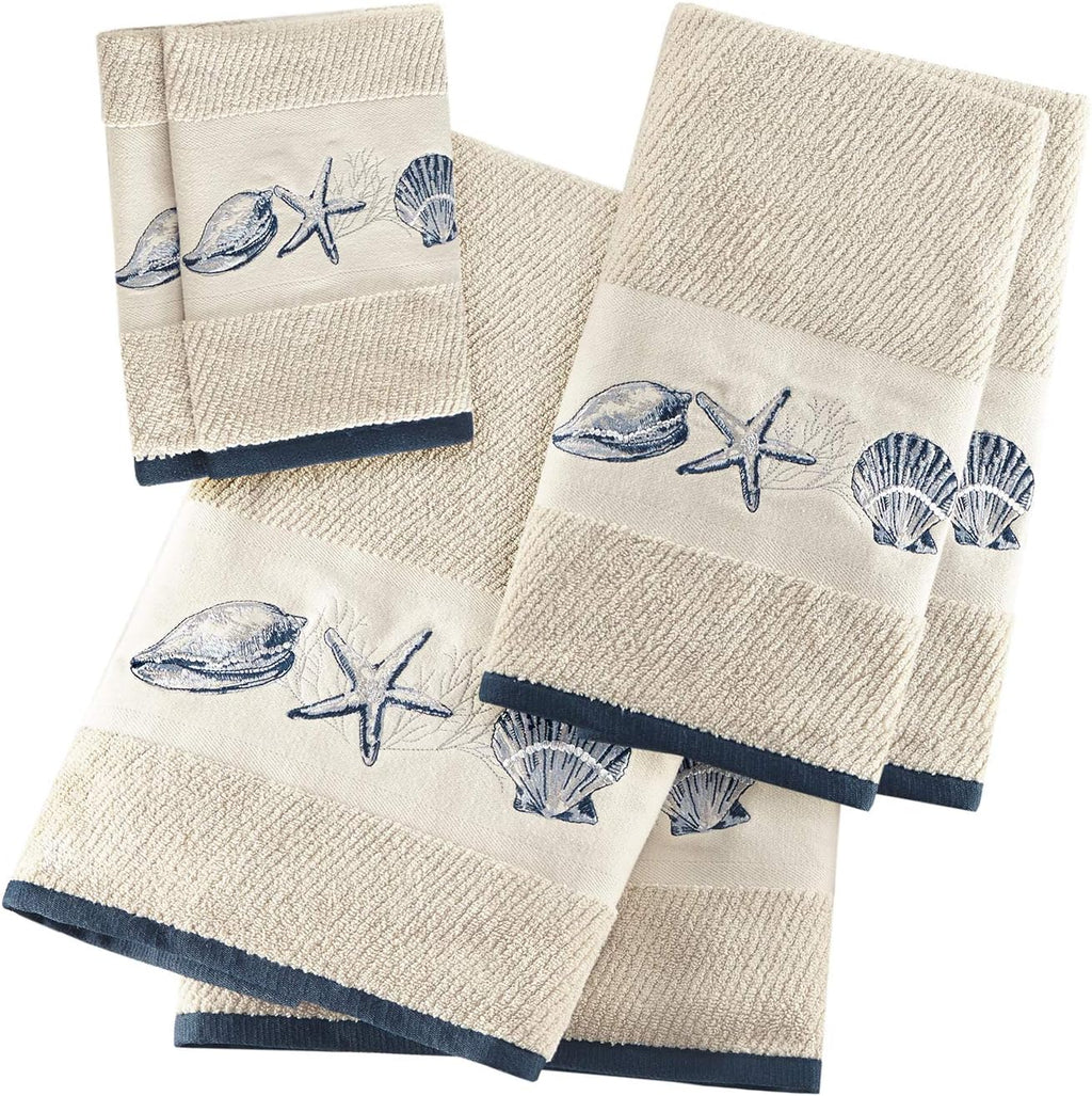 Madison Park Bayside Cotton Bath Towel Set Jacquard, 6 Piece, Blue