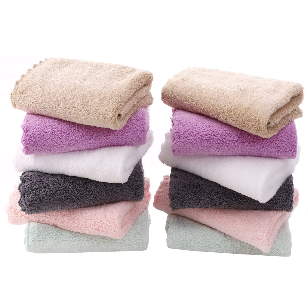 TENSTARS Luxury Silk Hemming Towel Set - Light Thin Quick Drying - 2 Bath Towels 2 Hand Towels 2 Washcloths - Ultra Soft Microfiber, for Bath Fitness, Sports, Yoga, Travel (Dark Grey 6 Pieces)