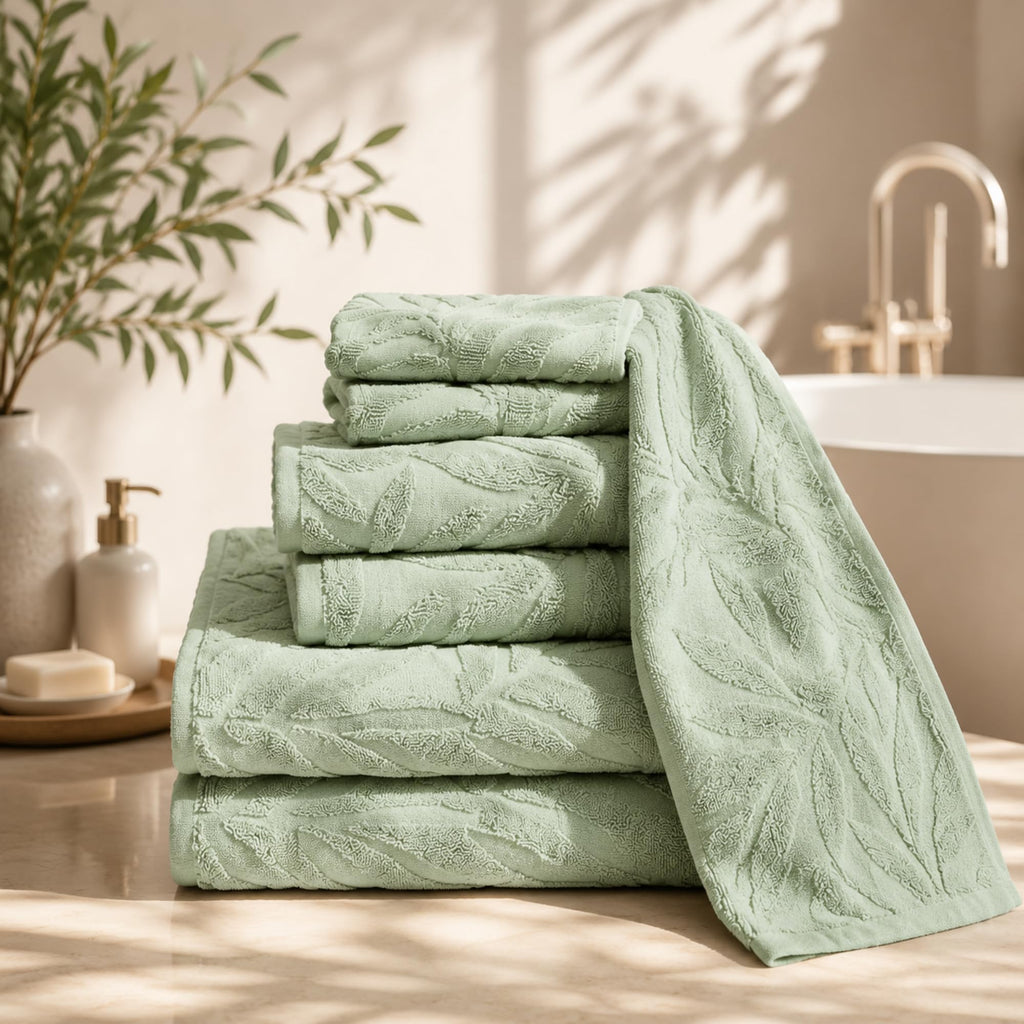 Peryiter 6 Pack Bath Towels Set, Coffee Color, Leopard