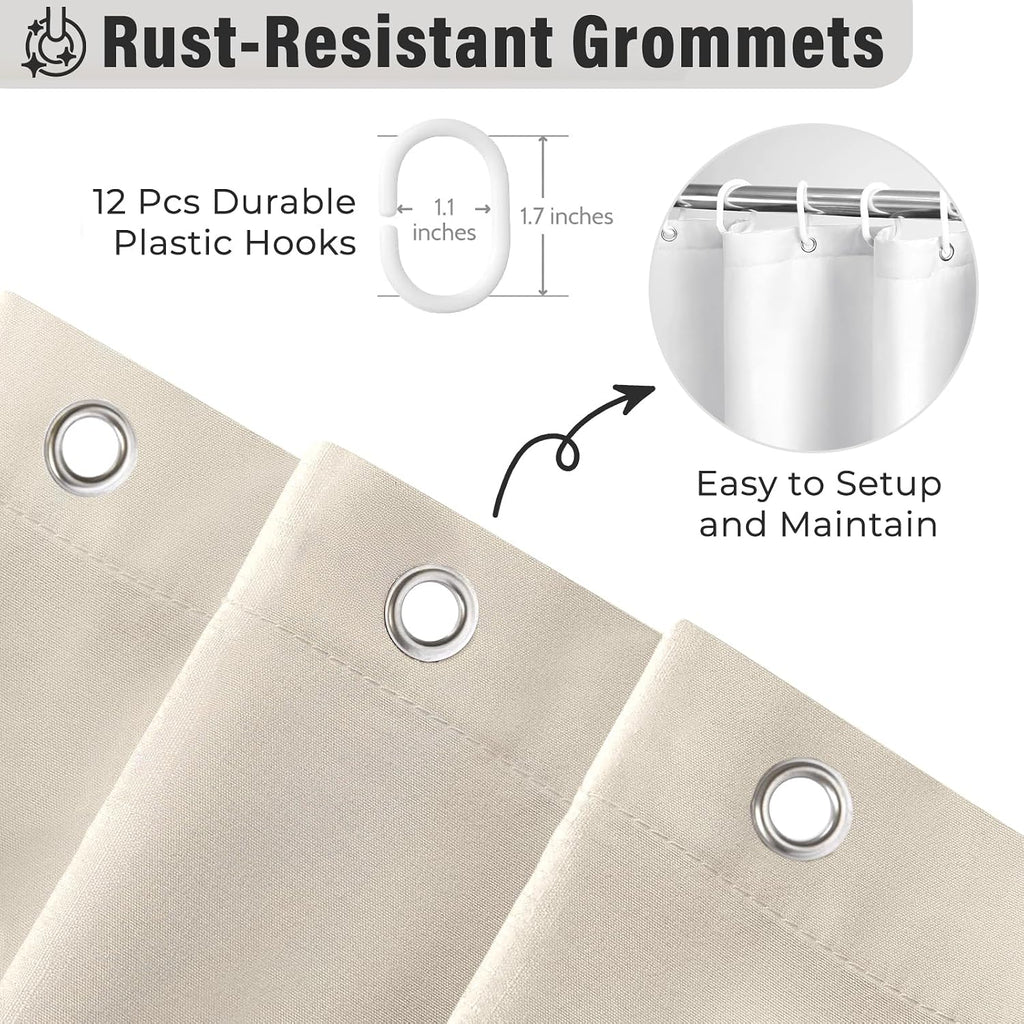 Seasonwood Beige Ruffle Shower Curtain Neutral Shower Curtain 72 x 72
