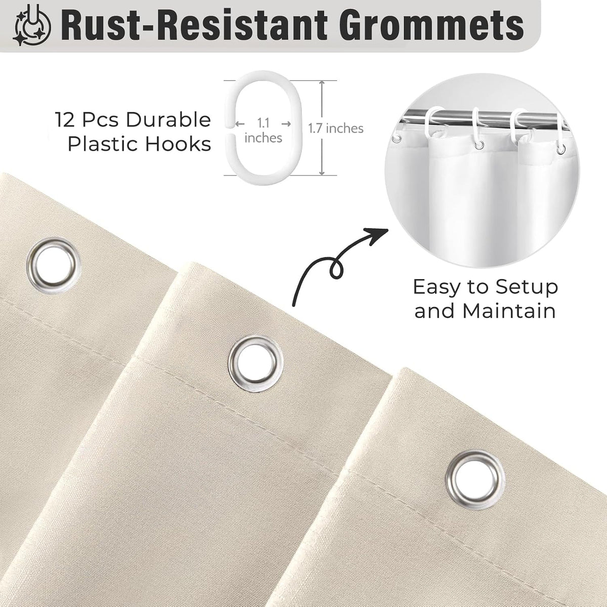 Seasonwood Beige Ruffle Shower Curtain Neutral Shower Curtain 72 x 72