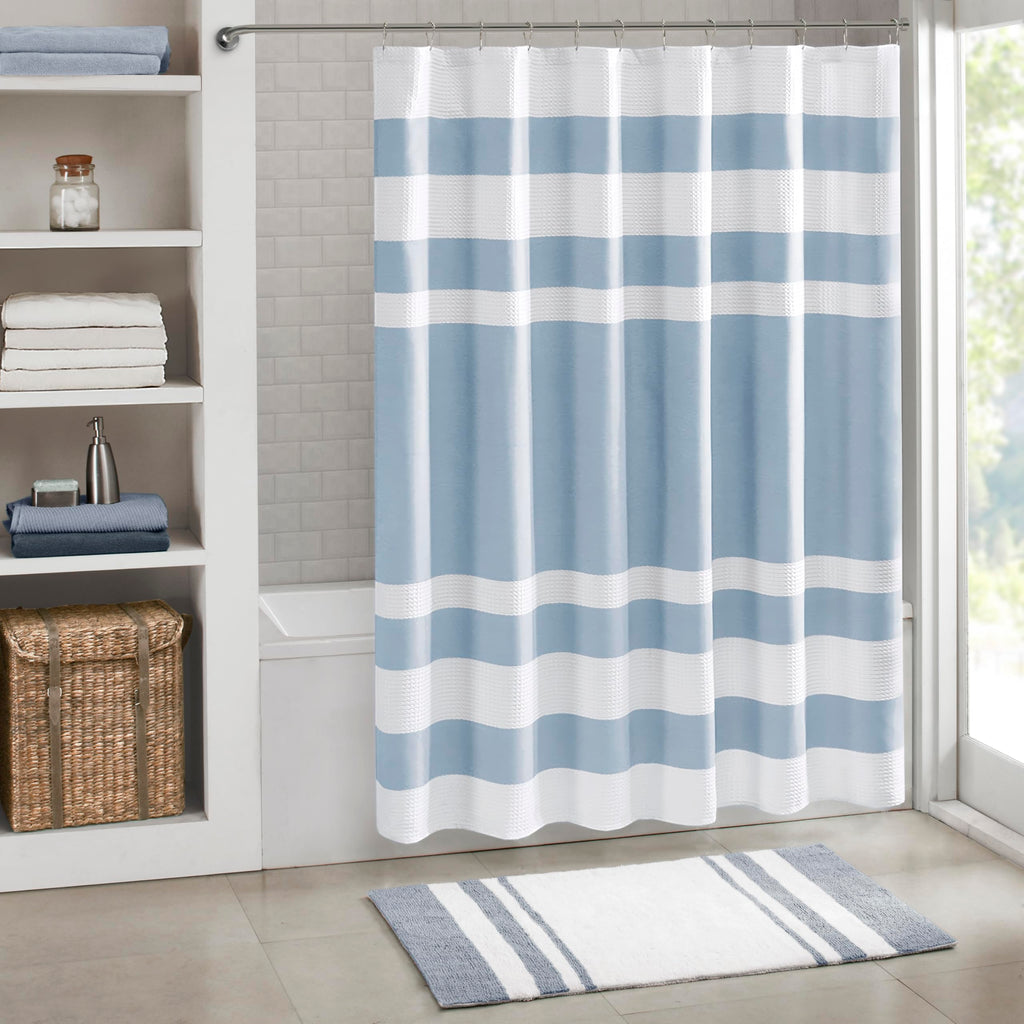 Madison Park Spa Waffle Shower Curtain for Bathroom, 72 x 72, Sage Green
