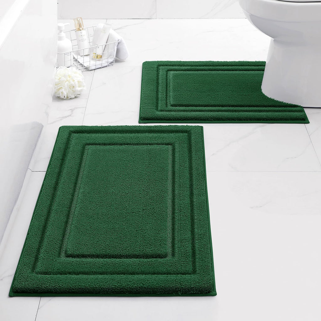 HOMEIDEAS Bathroom Rugs Sets 2 Piece, Super Soft and Absorbent Non Slip Microfiber Machine Washable Bath Mat Set (20" x 32" + 16" x 24", Brown)