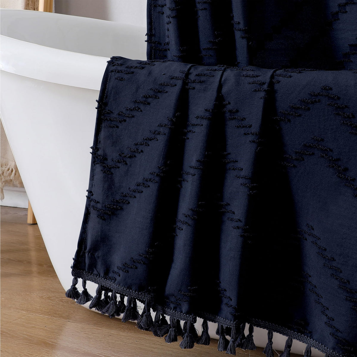 OWENIE White Fabric Boho Shower Curtain 72 x 72 Inches for Bathroom