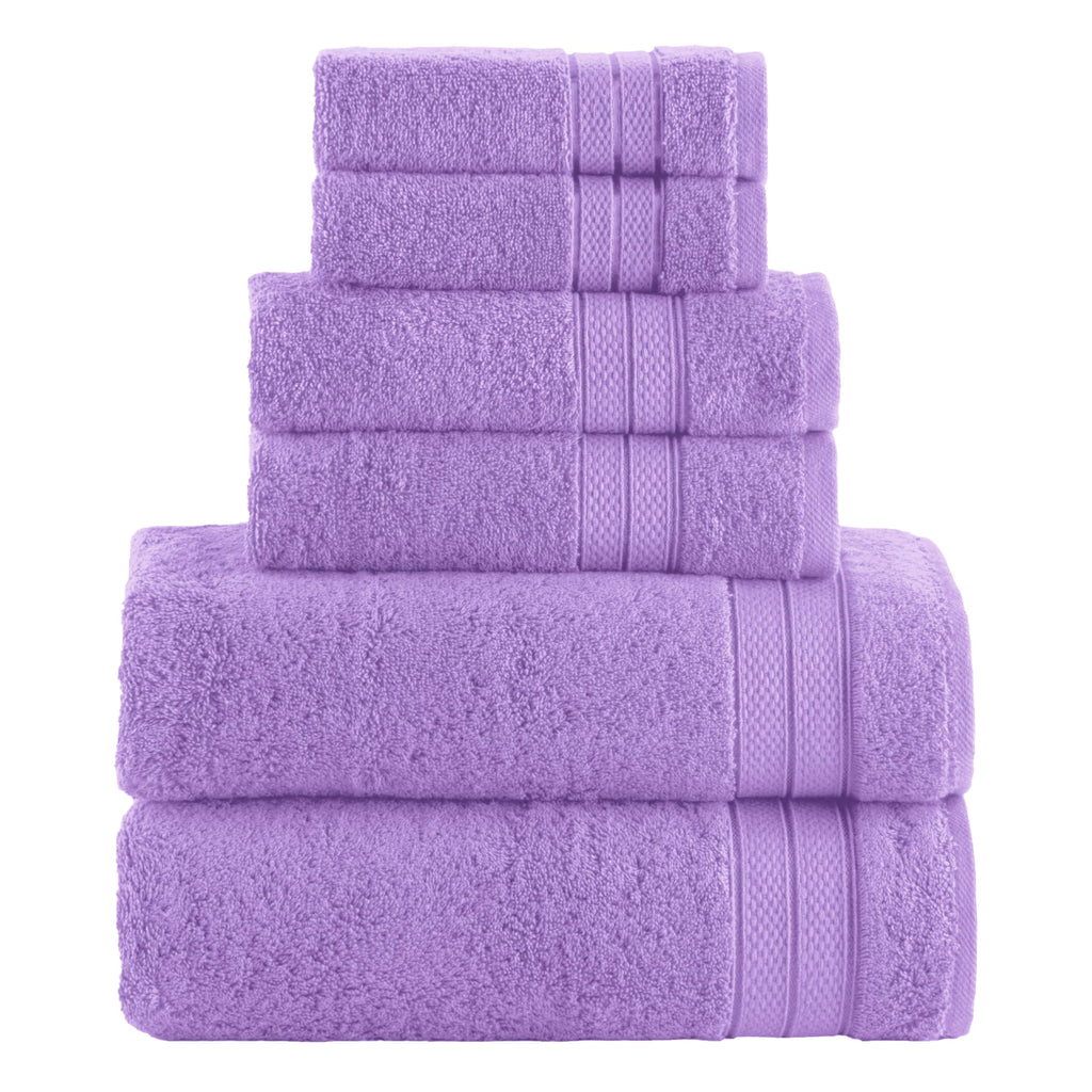 Elegant Comfort Luxury 6-Piece Towel Set, Premium Soft 100% Turkish Cotton, Three Line Popcorn Design 2 Bath Towels, 2 Hand Towels and 2 Washcloths Towel Set-Quick-Drying and Absorbent, Vibrant Orange