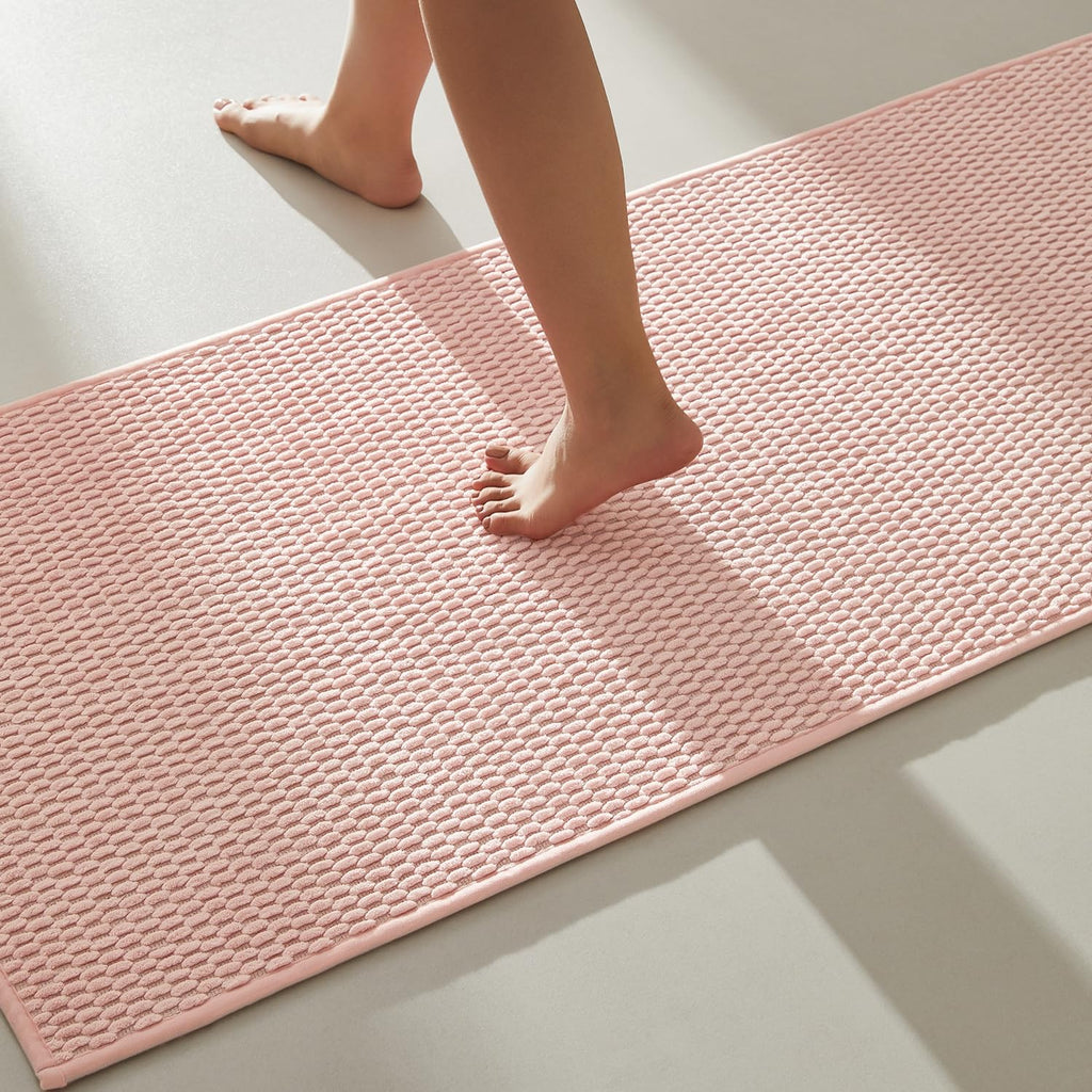 TYUU Bathroom Rugs Non Slip Washable, Super Absorbent Thin Bath Mat Small Quick Dry Low Pile Bathroom Rug, Dark Grey 16"x24"