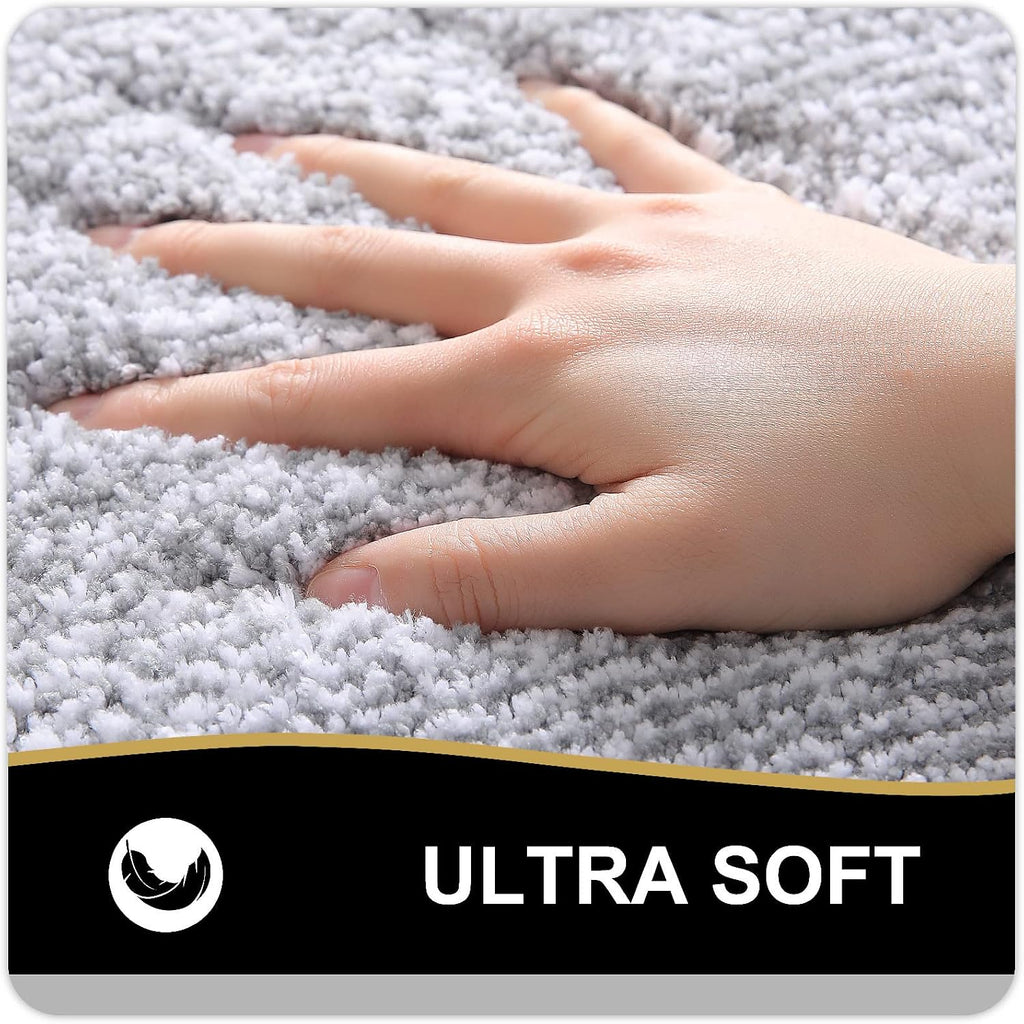 OLANLY Bathroom Rugs 36x24, Soft Absorbent Microfiber Bath Rugs, Grey