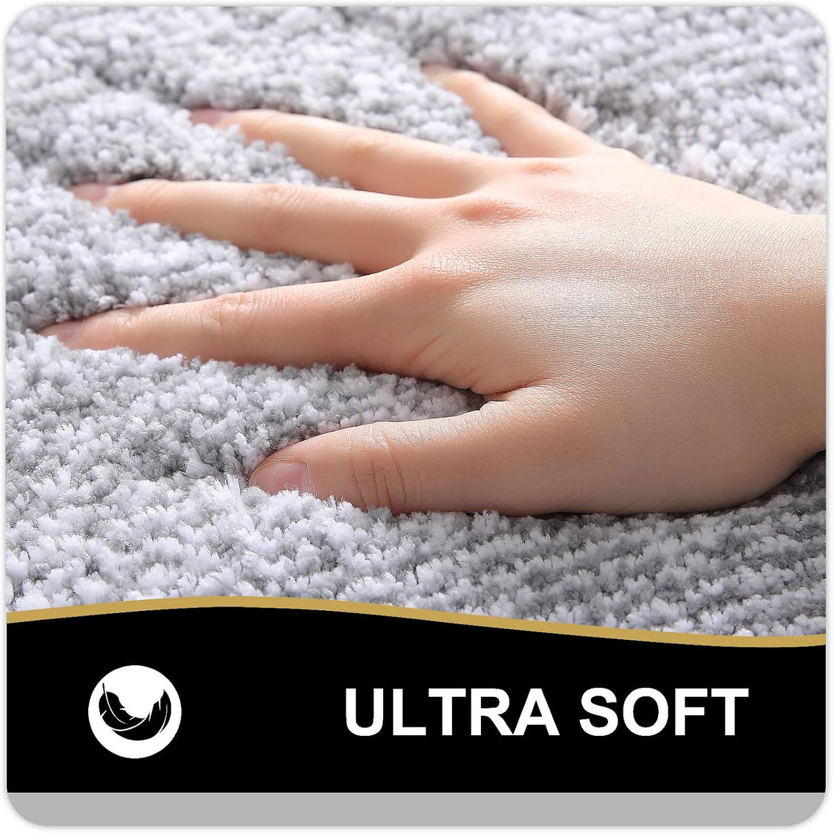 OLANLY Bathroom Rugs 36x24, Soft Absorbent Microfiber Bath Rugs, Grey