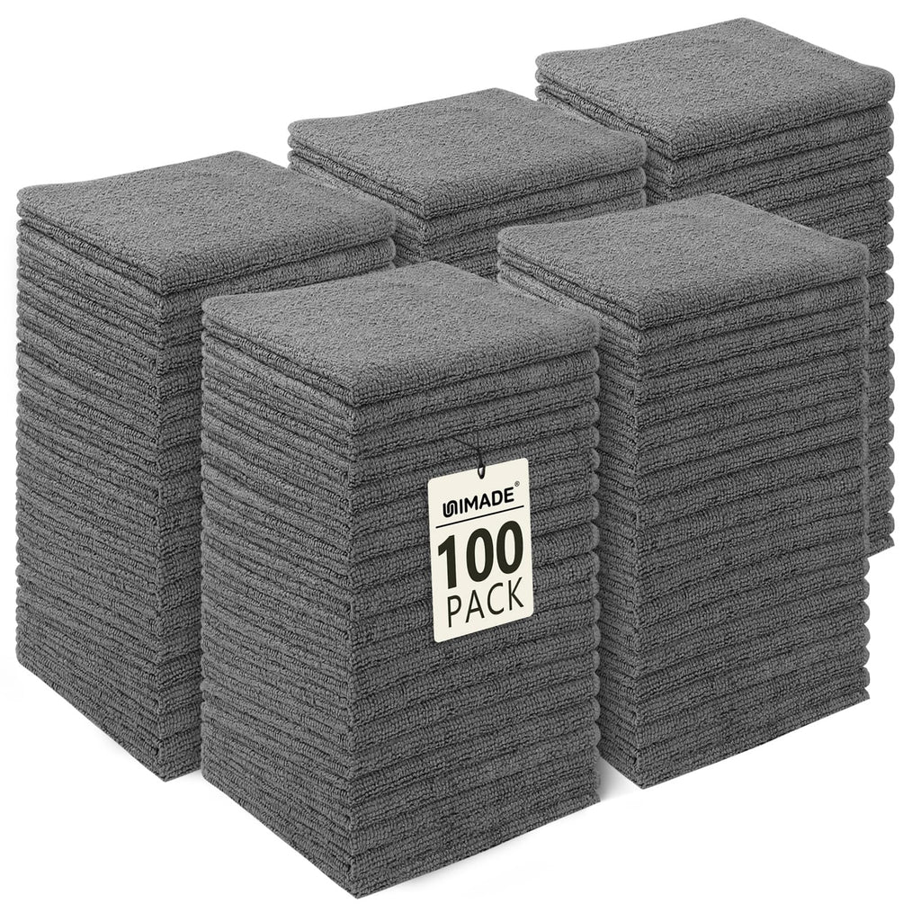 UNIMADE Washcloths Bulk 100 Pack Face Towels (12" x 12"), Highly Soft Wash Cloths and Hand Towels, Fast Drying Multi-Purpose Microfiber Cleansing Cloths for Bathroom, Hotel, Spa, and Salon-Multicolor