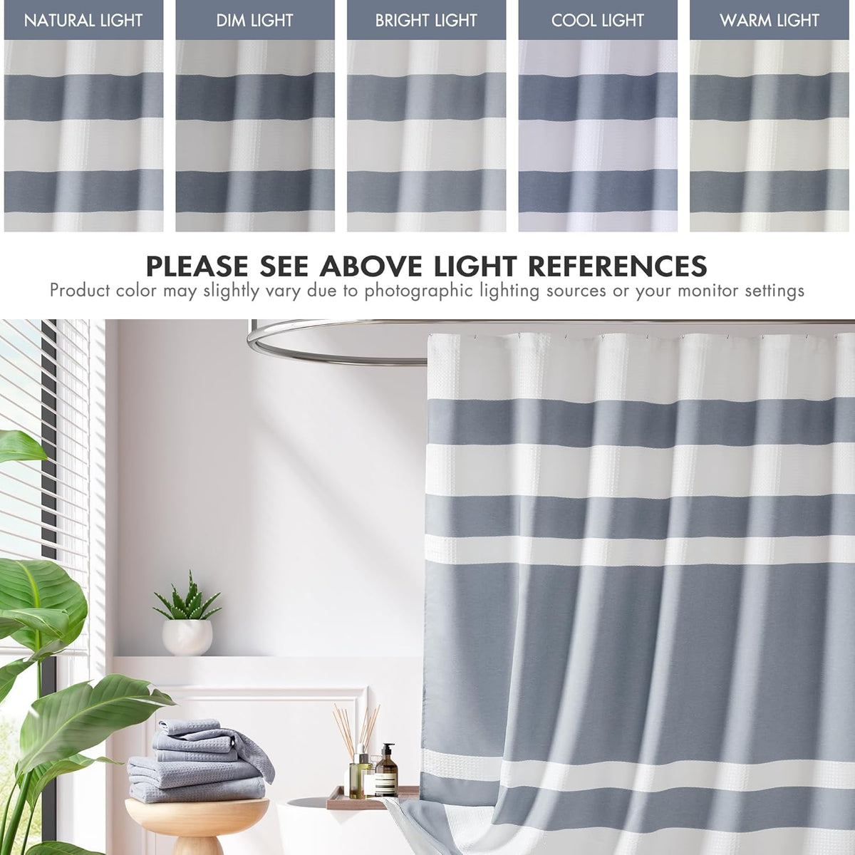 Madison Park Spa Waffle Shower Curtain for Bathroom, 72 x 72, Indigo Blue