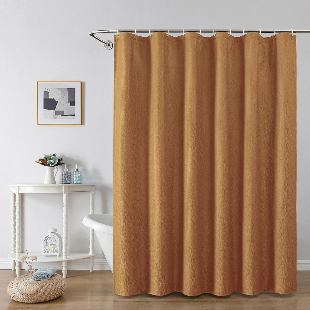 OWENIE White Shower Curtain for Bathroom 84 Inches Extra Long, Elegant 3D Embossed Textured Cloth Waffle Shower Curtain, Modern Luxury Hotel Style, Water Repellent, Machine Washable, 72X84, White