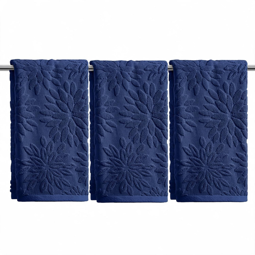 Artoid Mode 2 Pcs Olive Green 3D Dahlia Floral Jacquard Hand Towels for Bathroom, Cotton Soft Absorbent Bathroom Decor Towels, 13.7 x 29.5 Inch