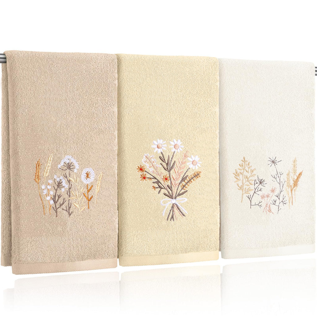 Tingjoo 3 Pcs Eucalyptus Leaves Hand Towels Farmhouse Fingertip Bath Towels