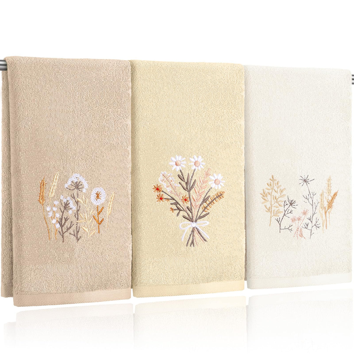 Tingjoo 3 Pcs Eucalyptus Leaves Hand Towels Farmhouse Fingertip Bath Towels