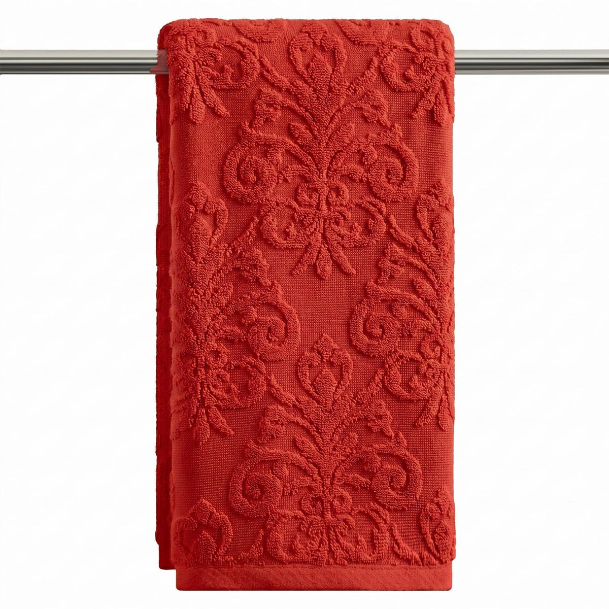 Artoid Mode 2 Pcs Olive Green 3D Vintage Floral Hand Towels for Bathroom, 100% Cotton Soft Absorbent Bathroom Decor Towels, 13.7 x 29.5 Inch
