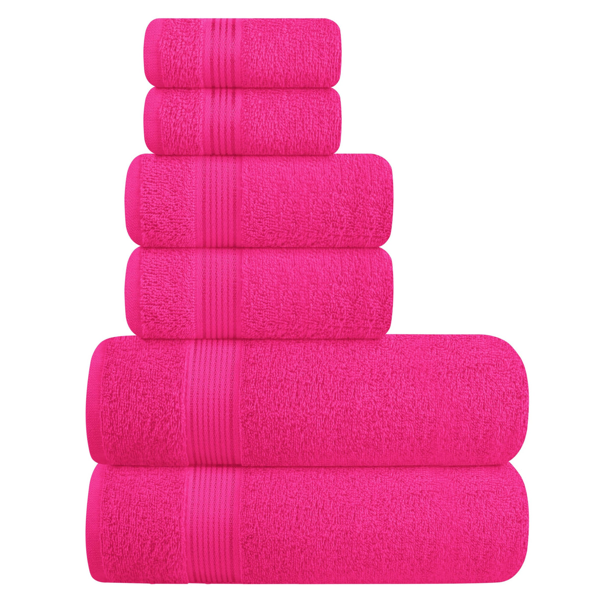 Belizzi Home Ultra Soft 6 Pack Cotton Towel Set, Contains 2 Bath Towels 28x55 inch, 2 Hand Towels 16x24 inch & 2 Wash Coths 12x12 inch, Ideal for Everyday use, Compact & Lightweight - Black