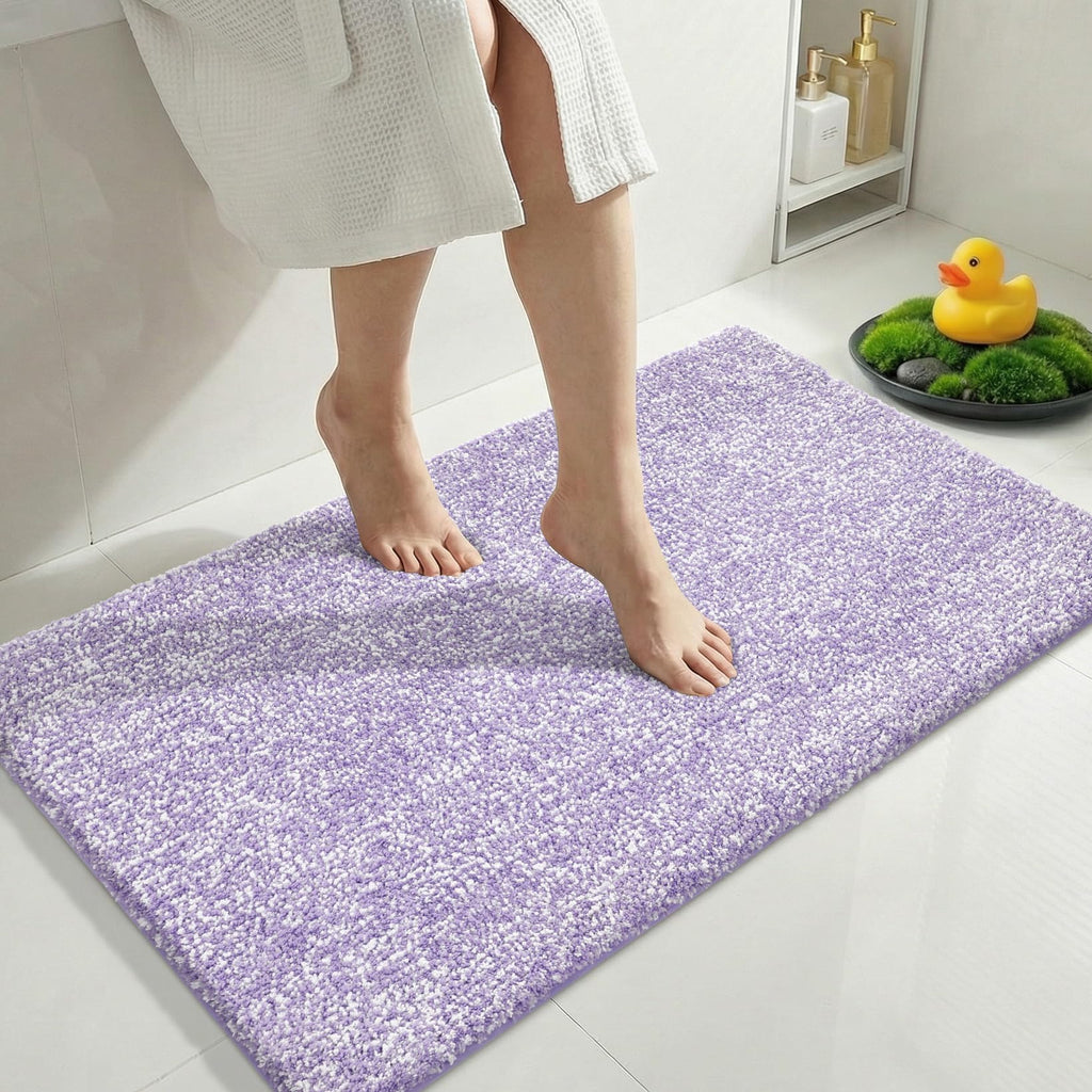 Yimobra Non Slip Machine Washable Bathroom Rug 32x20 Light Blue and White