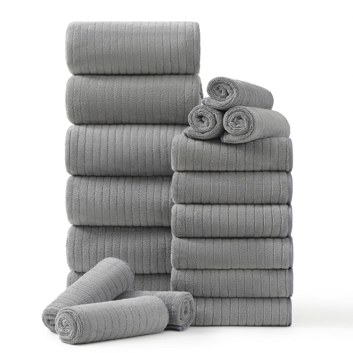 Hailea 18 Piece Family Bath Towel Set Include 6 Bath Towels,6 Hand Towels and 6 Washcloths Soft Bathroom Towel with Hanging Loops,Highly Absorbent Quick Dry Towels Set for Bathroom,Hotel and Spa-Navy