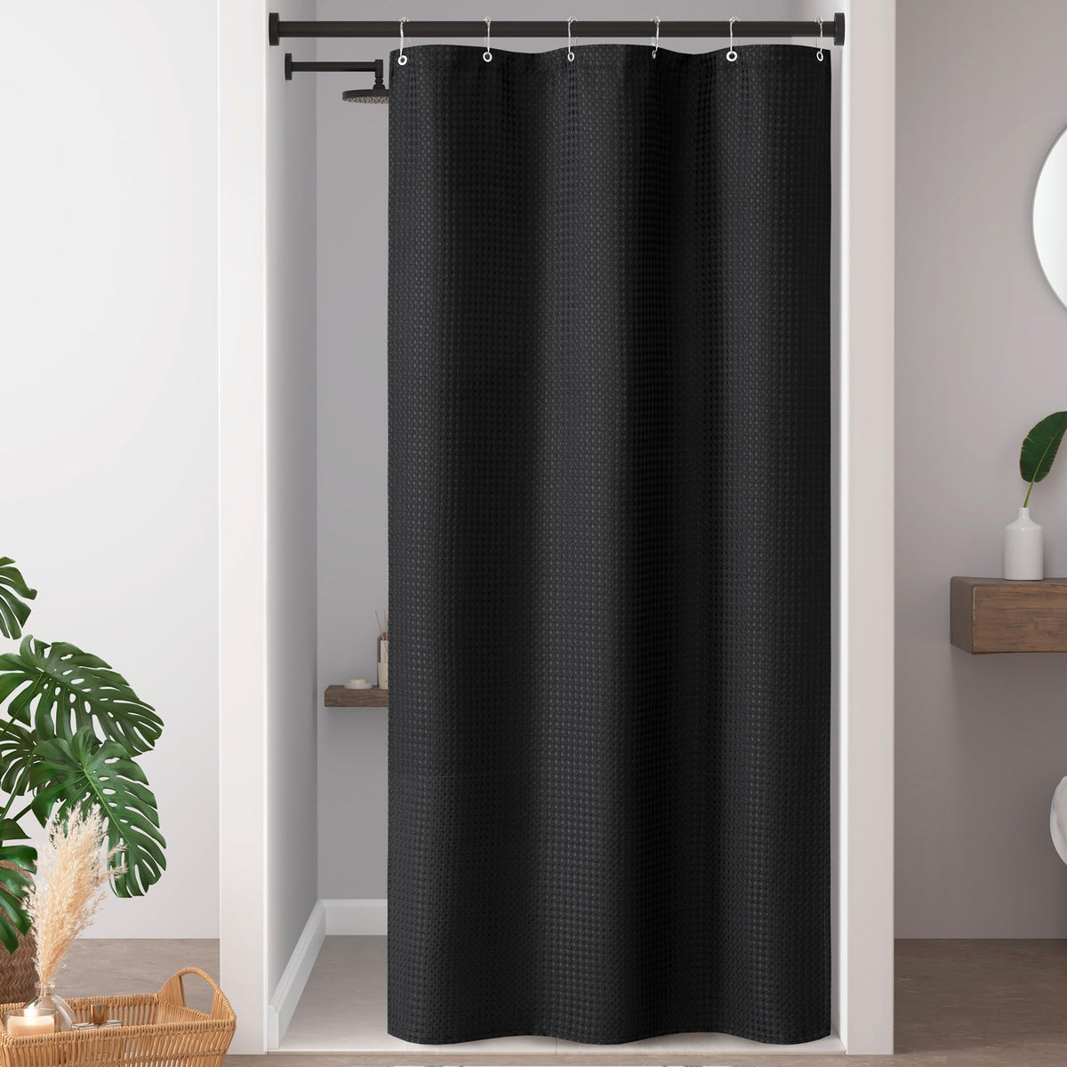 Madison Park Spa Waffle Shower Curtain for Bathroom, 72 x 72, Indigo Blue
