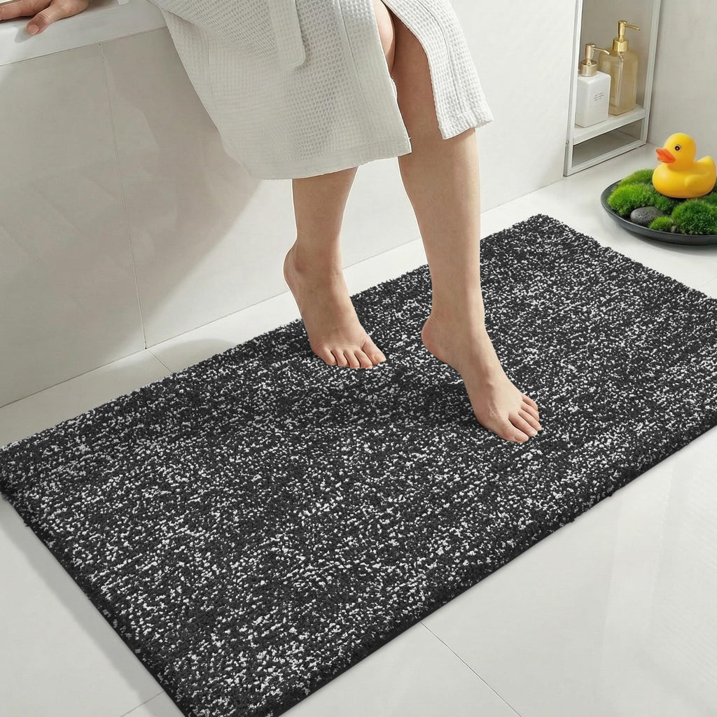 Yimobra Non Slip Machine Washable Bathroom Rug 32x20 Light Blue and White
