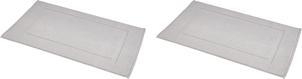 Amazon Basics Banded Bathroom Bath Rug Mat, Machine Washable, 100% Cotton, 31" x 20", Powder Gray
