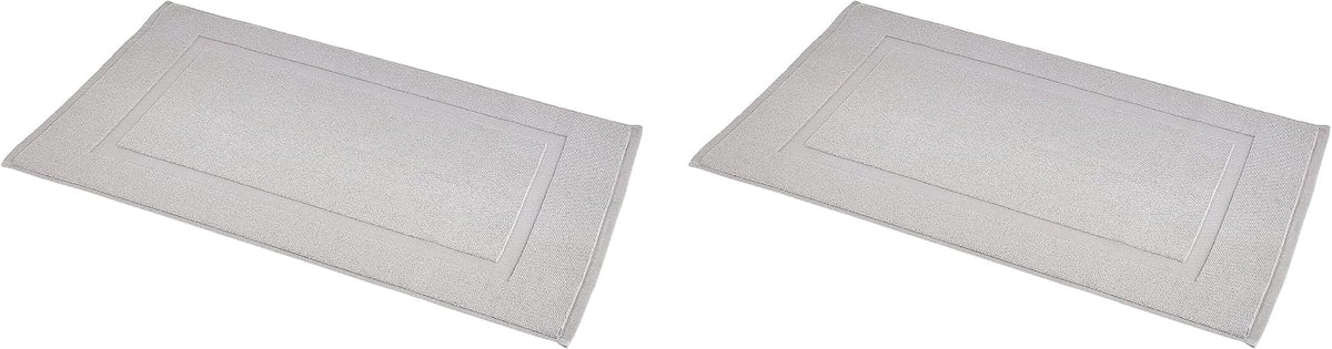 Amazon Basics Banded Bathroom Bath Rug Mat, Machine Washable, 100% Cotton, 31" x 20", Powder Gray