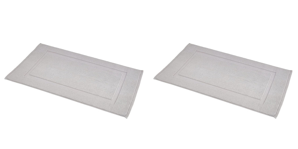 Amazon Basics Banded Bathroom Bath Rug Mat, Machine Washable, 100% Cotton, 31" x 20", Powder Gray