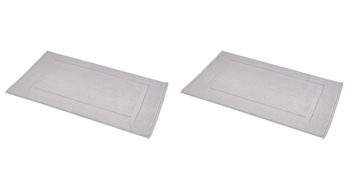 Amazon Basics Banded Bathroom Bath Rug Mat, Machine Washable, 100% Cotton, 31" x 20", Powder Gray