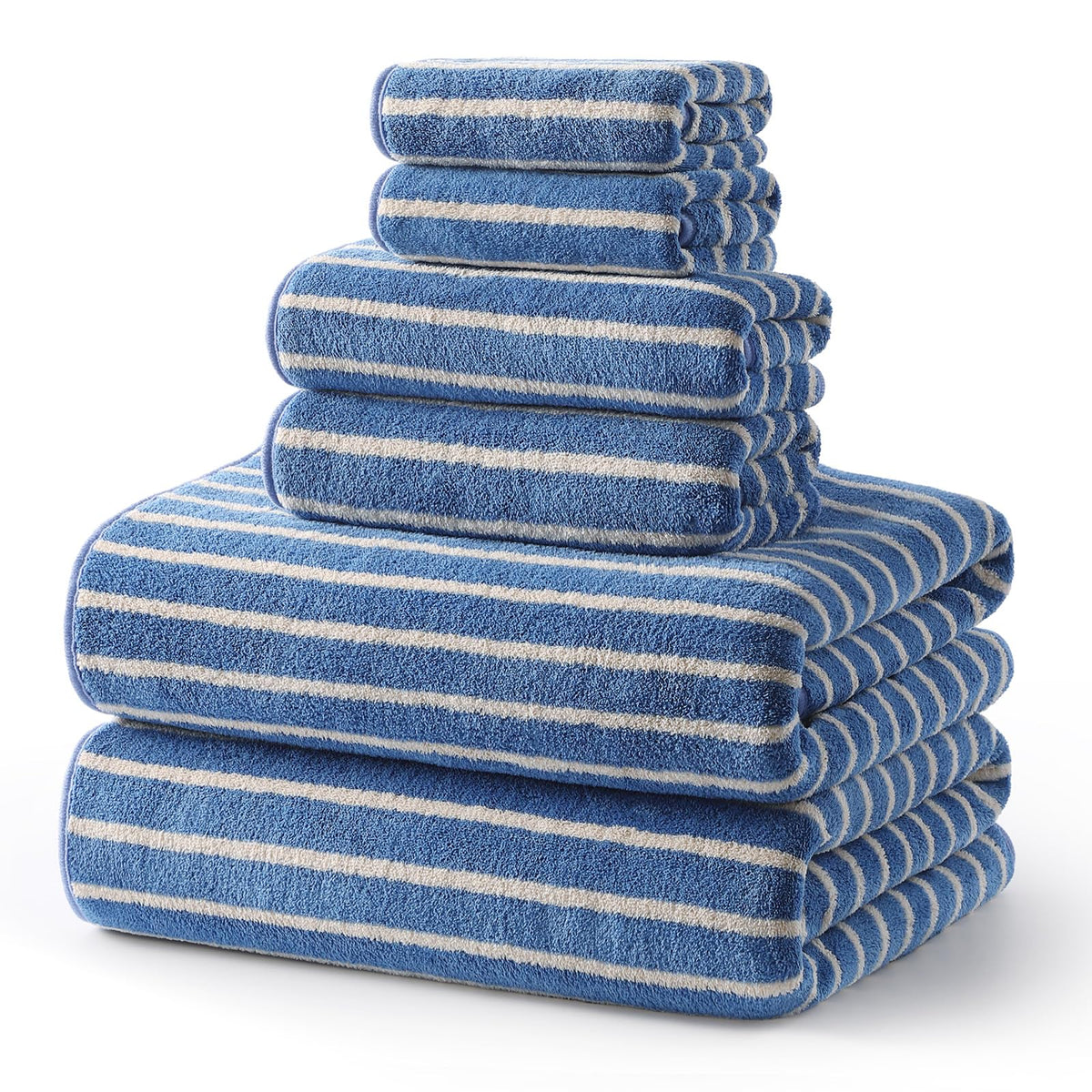 ecolook Striped Microfiber Bathroom Towel Set, Lightweight-Khaki