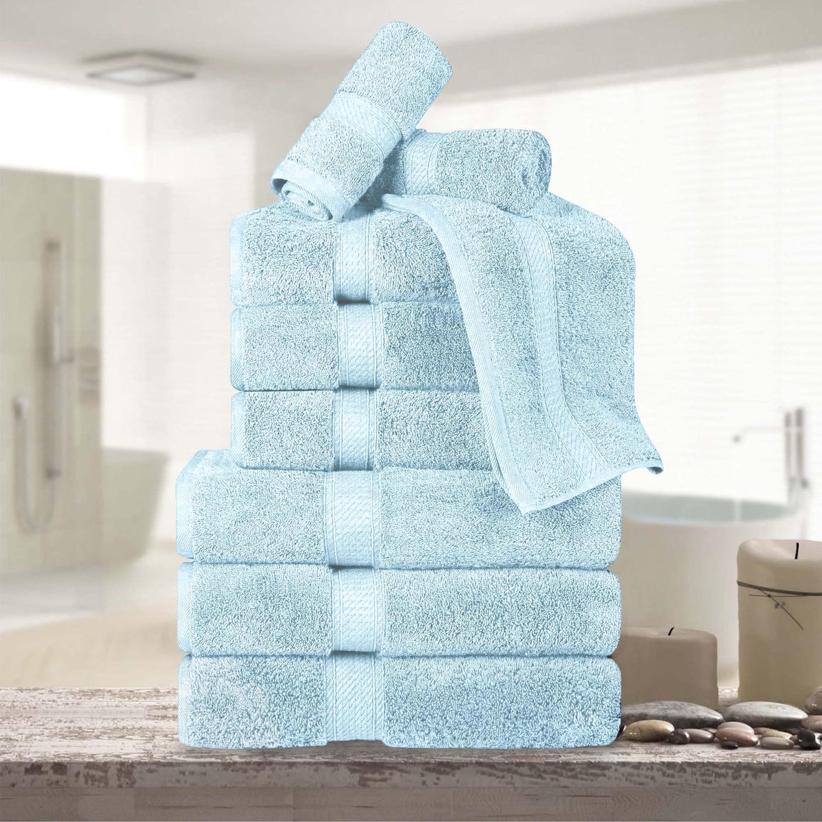 SUPERIOR Egyptian Cotton Plush & Absorbent, Hand Towel Set of 4, Cream