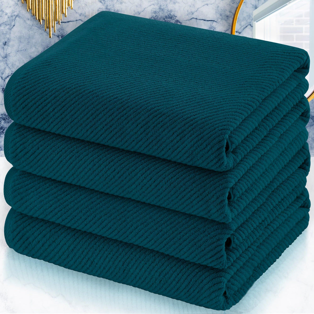 VOOVA & MOVAS Hand Towels for Barthroom, 18x28 in, Soft, Deep Turquoise