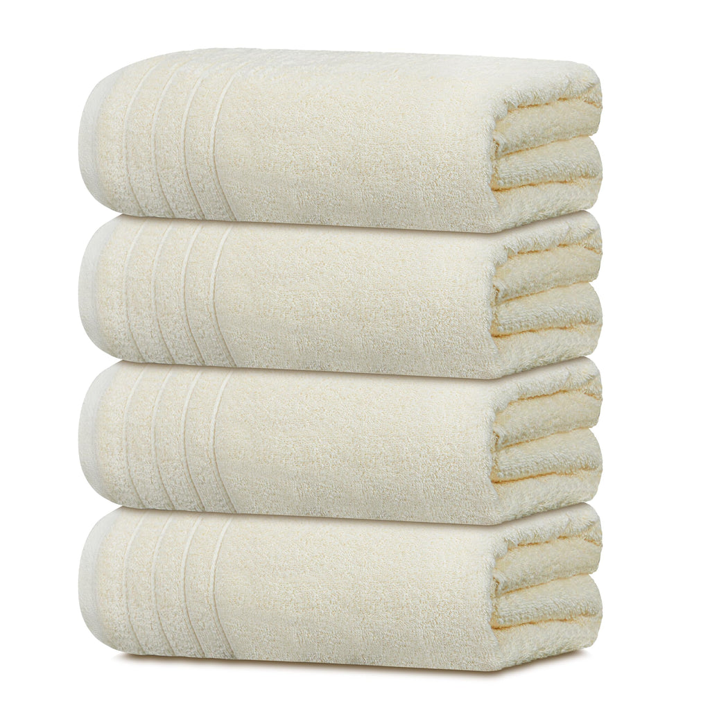 Tens Towels 4 Piece Extra Large Bath Towels 30 x 60 Inches, Beige