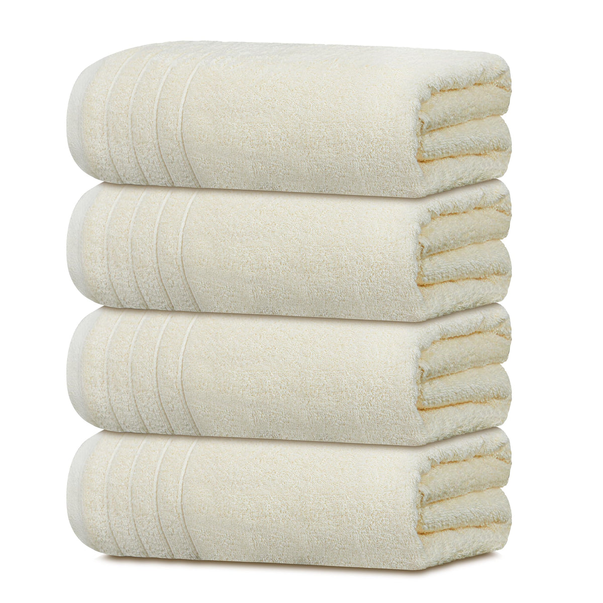 Tens Towels 4 Piece Extra Large Bath Towels 30 x 60 Inches, Beige
