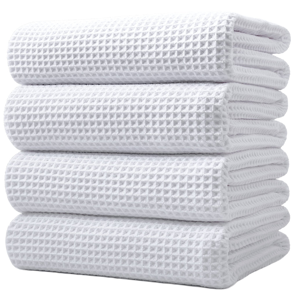POLYTE 430 GSM Poly Blend Microfiber Quick Dry Waffle Bath Towel, 30x60 in
