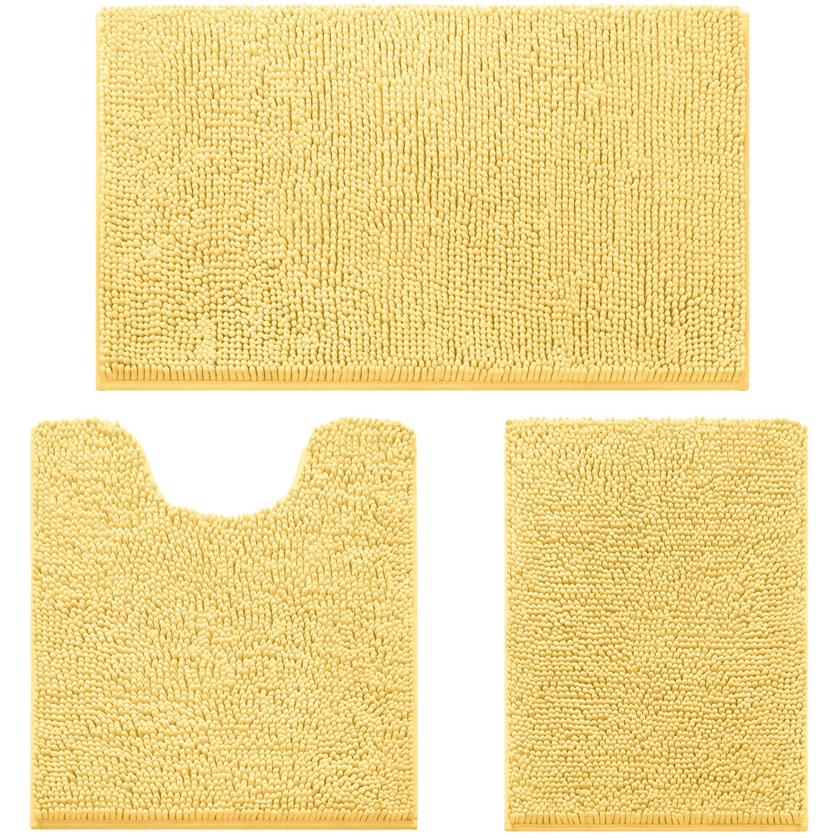 HOMEIDEAS Bathroom Rugs Set of 3, Super Soft Absorbent Chenille Bath Rugs