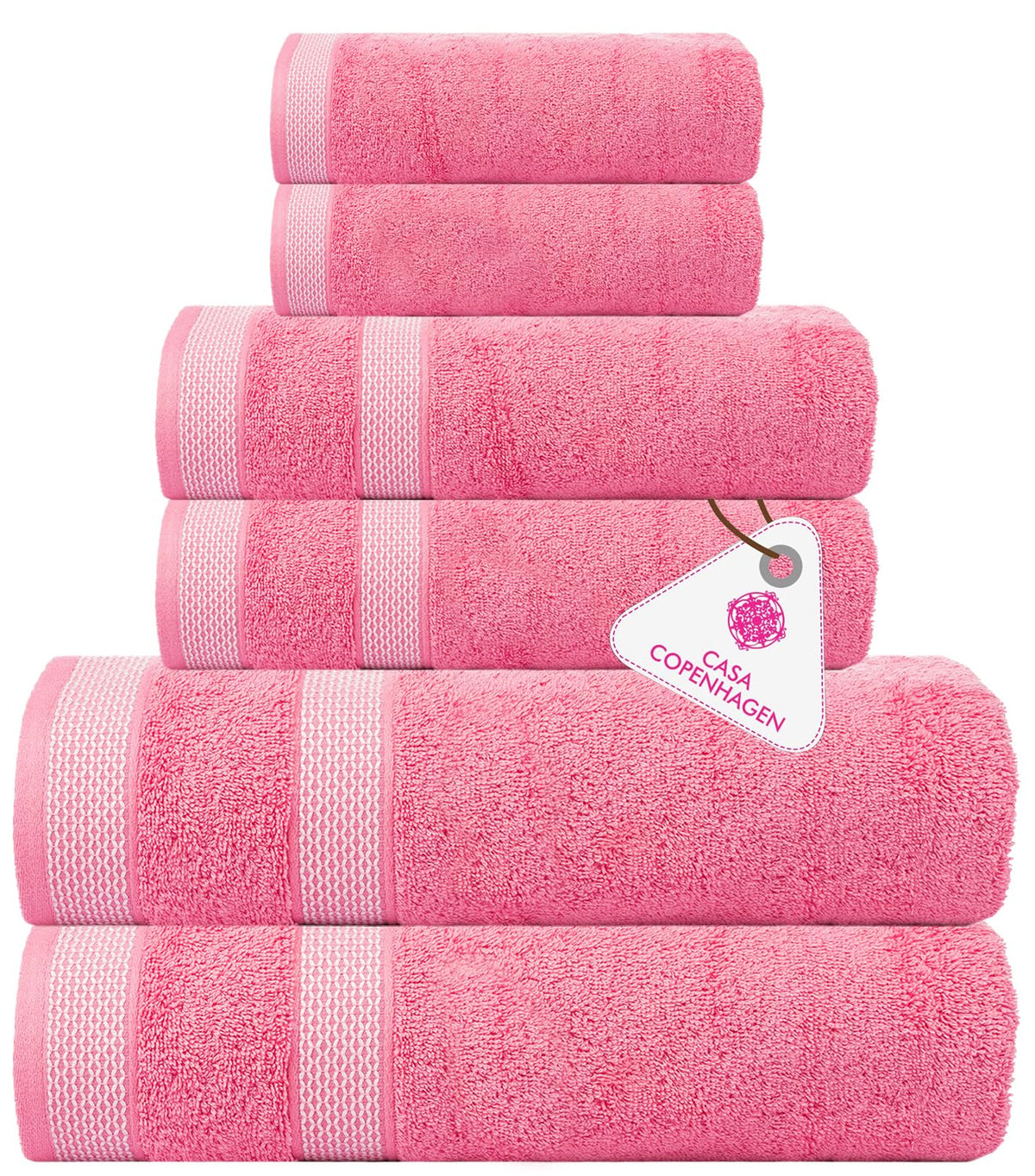 CASA COPENHAGEN 6pcs Bathroom Towel Gift Set, 600GSM, Dark Black