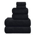MyOwn Premium Cotton 6 Pack Towel Set for Bathroom, Contains 2 Bath Towels 28x55 inch, 2 Hand Towels 16x24 inch & 2 Wash Coths 12x12 inch, Ideal Everyday use, Compact & Lightweight - Black