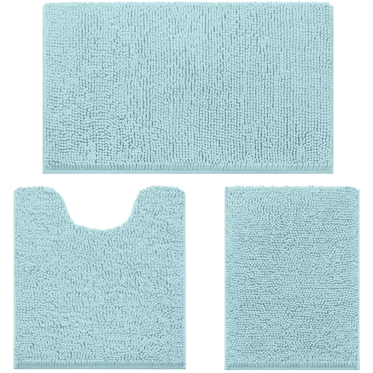 HOMEIDEAS Bathroom Rugs Set of 3, Super Soft Absorbent Chenille Bath Rugs