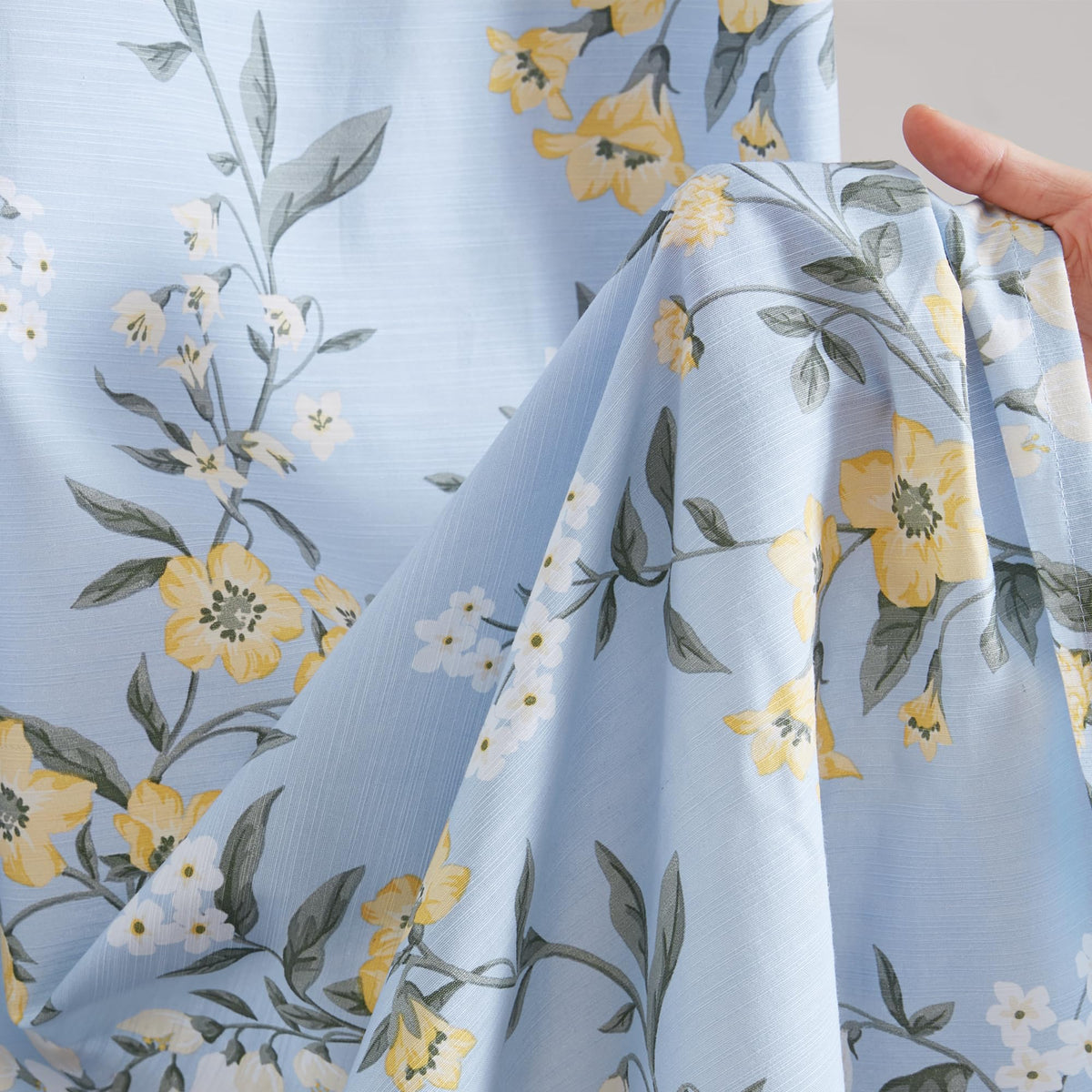 Martha Stewart 100% Cotton Floral Shower Curtain, 72 x 72, Blue