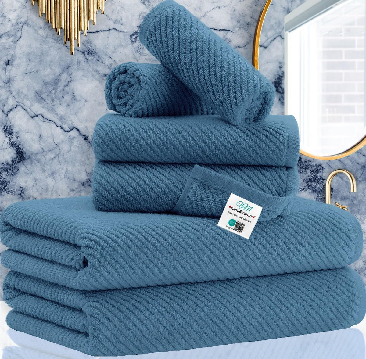 VOOVA & MOVAS Hand Towels for Barthroom, 18x28 in, Soft, Deep Turquoise