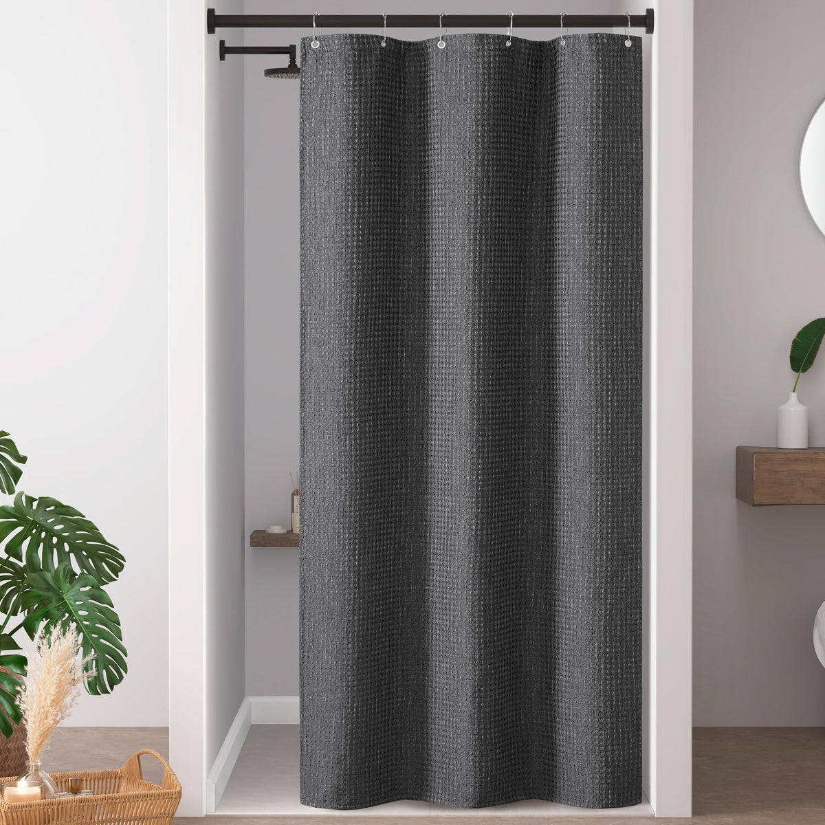 Madison Park Spa Waffle Shower Curtain for Bathroom, 72 x 72, Sage Green