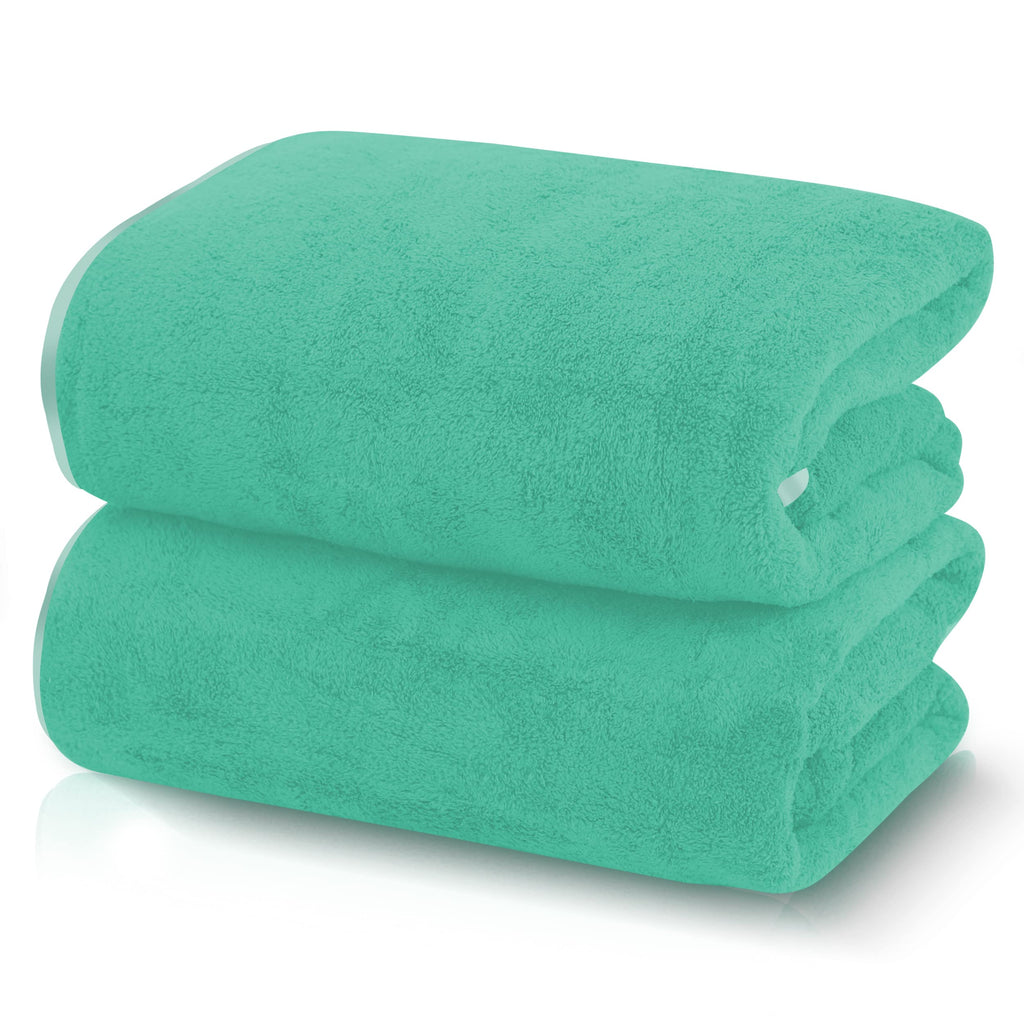 TENSTARS Luxury Silk Hemming Towel Set - Light Thin Quick Drying - 2 Bath Towels 2 Hand Towels 2 Washcloths - Ultra Soft Microfiber, for Bath Fitness, Sports, Yoga, Travel (Dark Grey 6 Pieces)