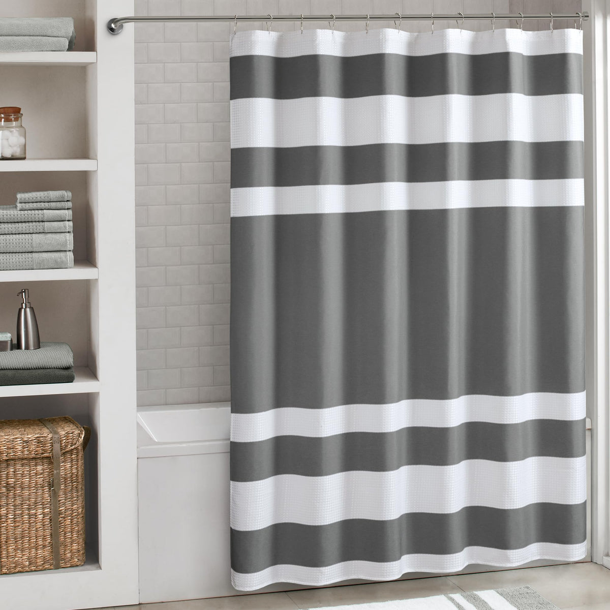 Madison Park Standard Shower Curtain for Bathroom, Grey Ombre, 72" x 72"