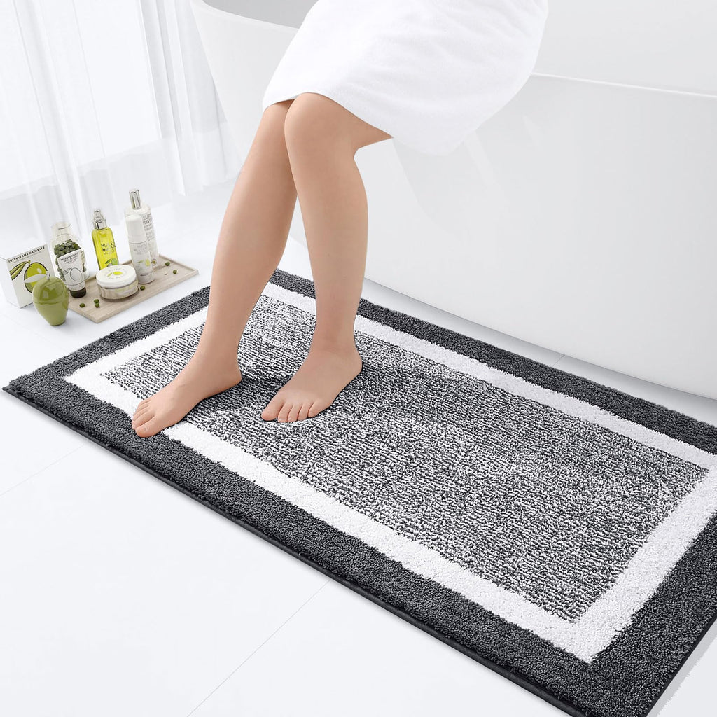 OLANLY Bathroom Rugs 36x24, Soft Absorbent Microfiber Bath Rugs, Grey