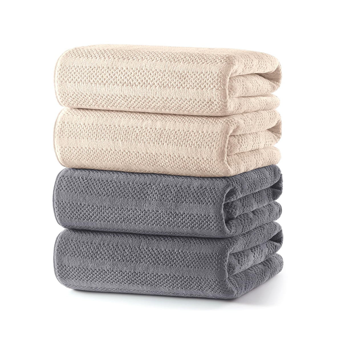 ecolook Microfiber Bath Towels Set of 4, 31 x 63 Inch Extra Large Bath Towel Set, Super Soft & Highly Absorbent, Quick Dry Lightweight Towels for Bathroom, Gym, Spa, Pool & Travel, Gray