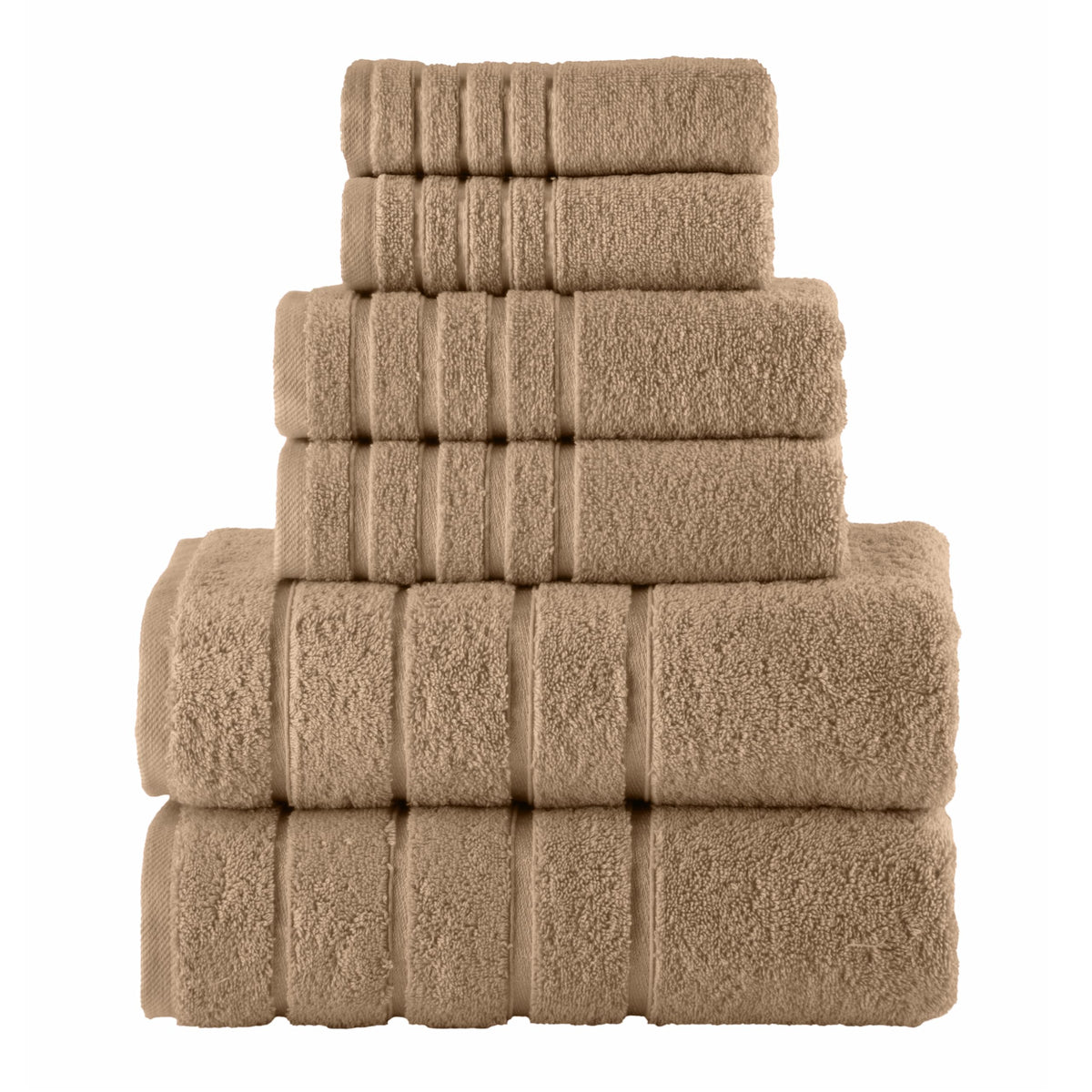 Elegant Comfort 4 Lines Viscose Stripe 6-Piece Premium Towel Set - 100% Turkish Cotton High Absorbent Luxury Bathroom Towels – Includes 2 Washcloths, 2 Hand Towels and 2 Bath Towels Set, Gold