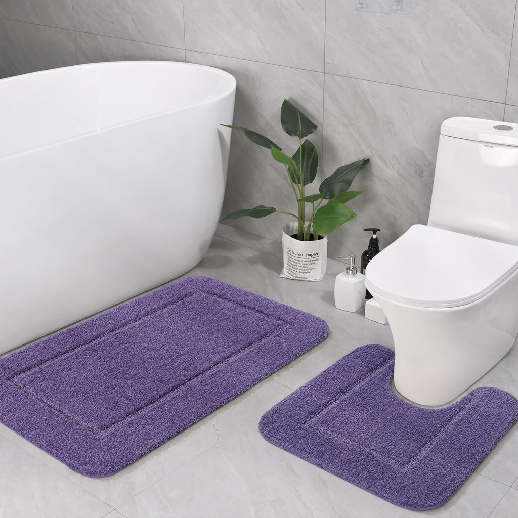 LOCHAS Bathroom Rug Set 2 Piece, 20''x20'' & 34''x21'', Beige