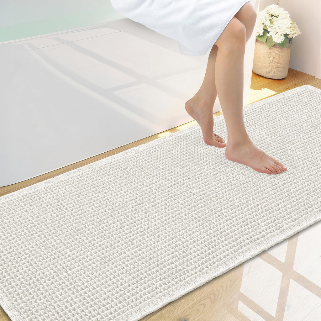 Smiry Waffle Bath Mat 30X20, Extra Soft Absorbent Bathroom Rugs, Brown